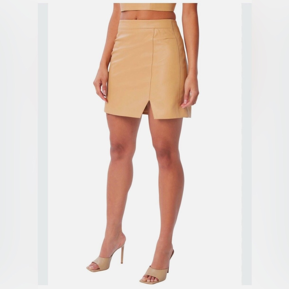REVOLVE Tan Leather Mini Skirt